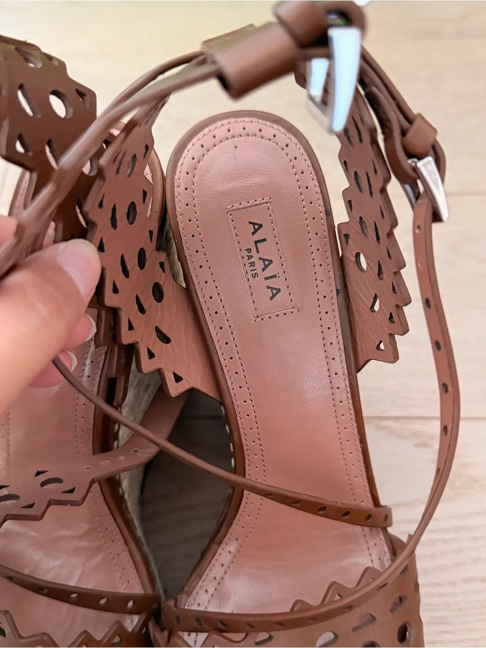 Alaïa leather lasercut espadrille sandals size 37